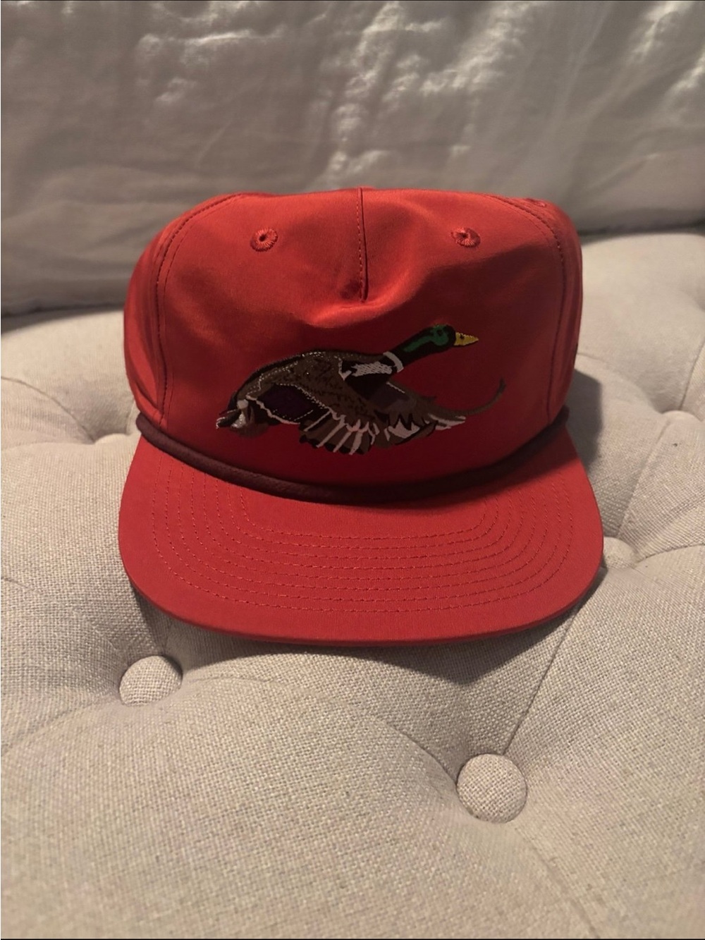 Men's Red Duck Embroidered Snapback Cap - Unbranded